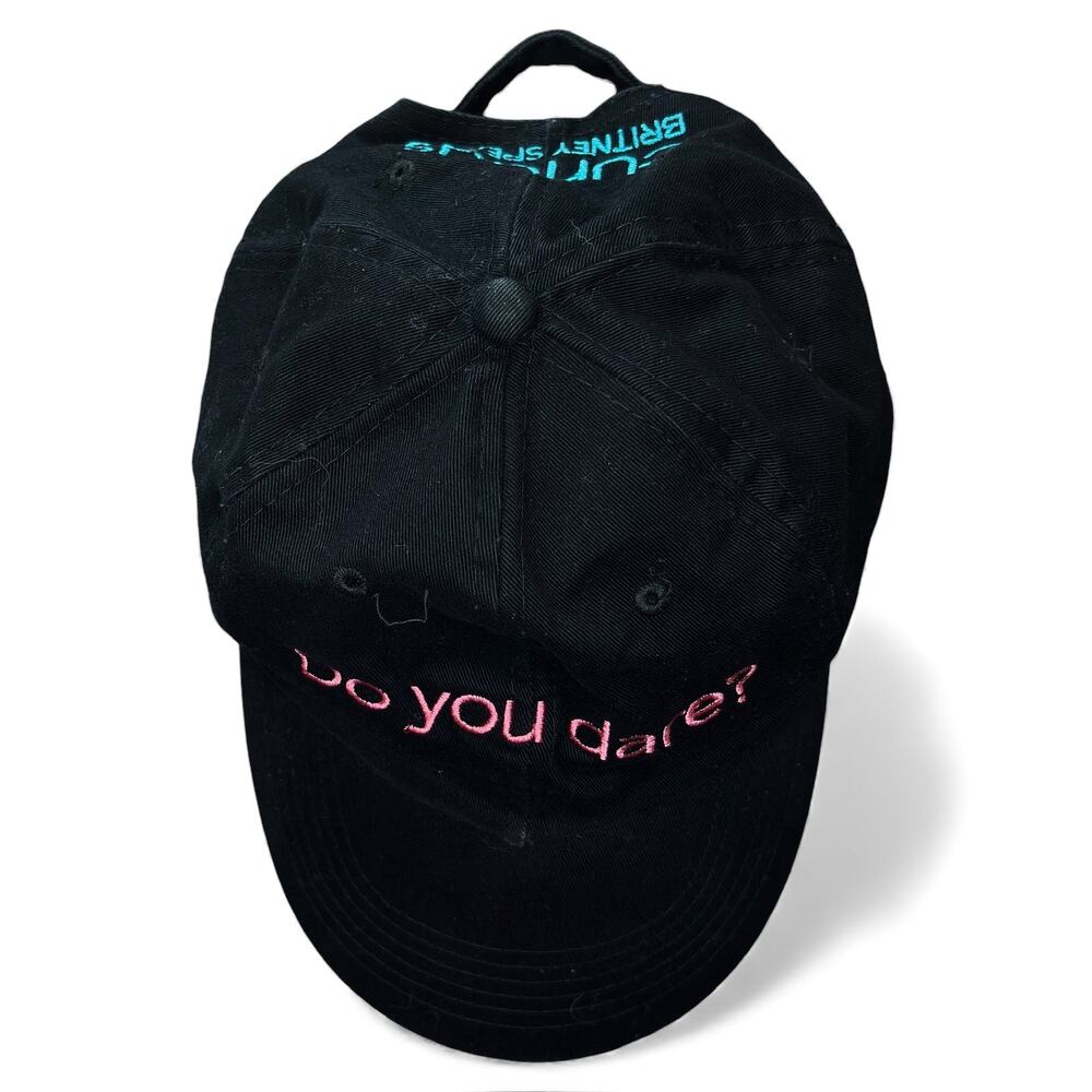 Y2K Britney Spears Curious Perfume Hat "Do You Dare?" Promo Black Strapback Cap - Picture 3 of 13